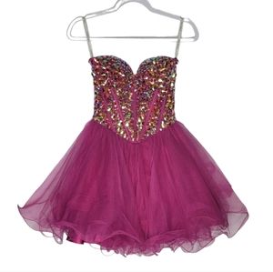 Sherri Hill Fuchsia Pink Corset Dress Size 00